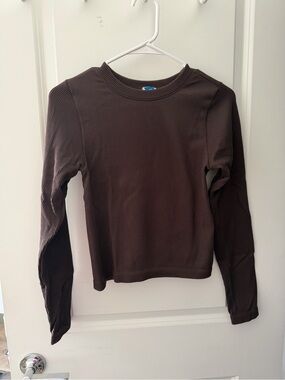 Old Navy Brown Ribbed Long-Sleeve Tee